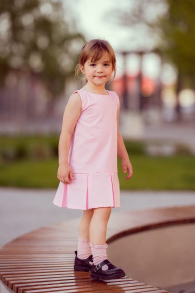 Rochie casual pentru fetite roz plisată