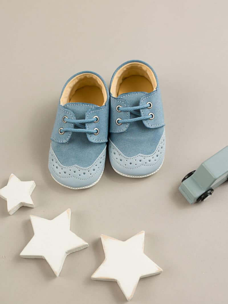 Pantofi eleganti bleu bebelusi baietei botez
