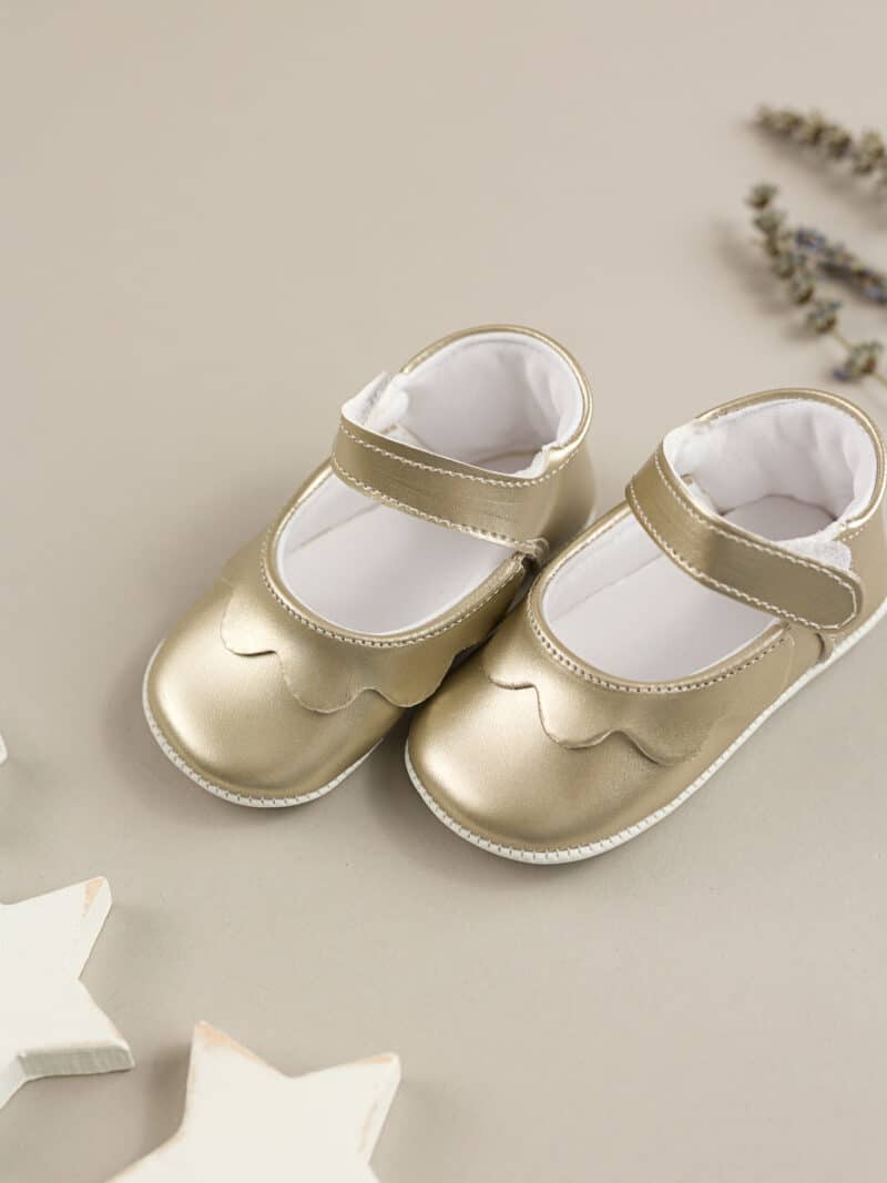Pantofi eleganti champagne pentru bebelusi fetite