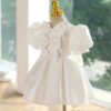 Rochie botez ivoire cu fundite pentru fetite Charlene