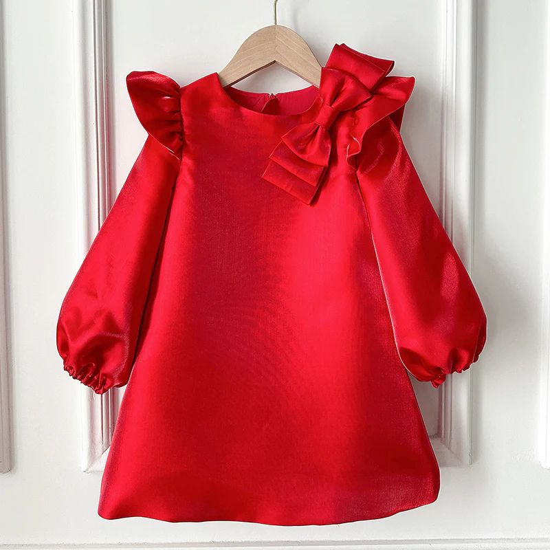 Rochie rosie din tafta pentru fete Reina