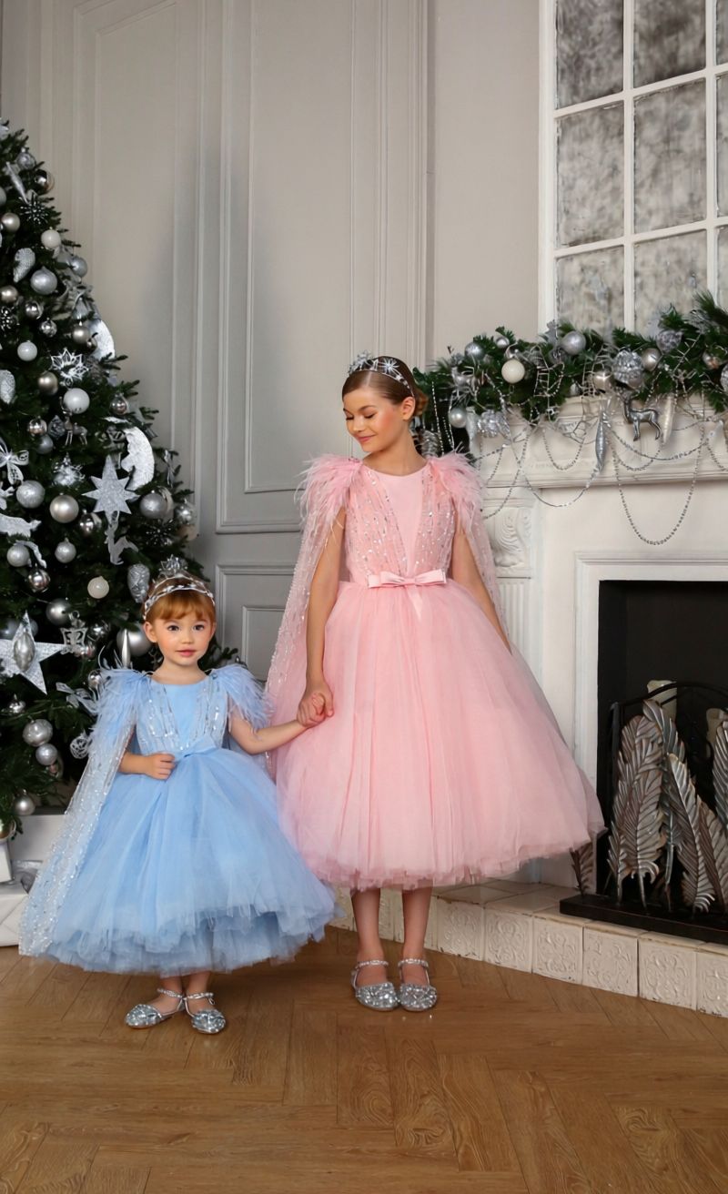 Rochie eleganta roz cu glitter din paiete pentru fete Fellicienne