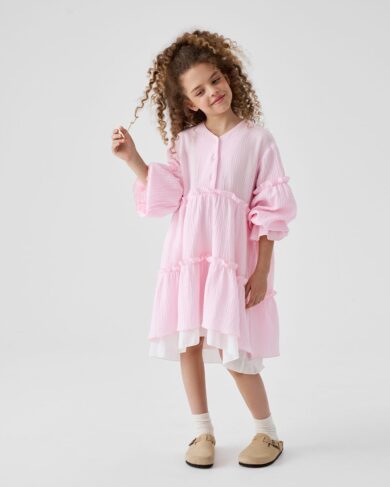 Rochie roz din muselina pentru fete Sybille