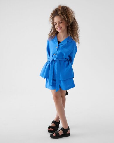 Compleu 2 piese din muselina blue pentru fete Amaurine