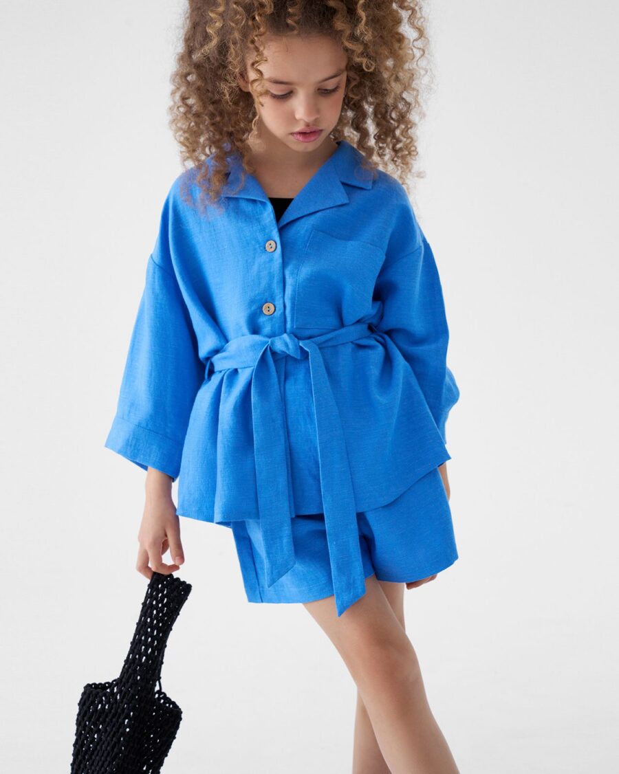 Compleu 2 piese din muselina blue pentru fete Amaurine
