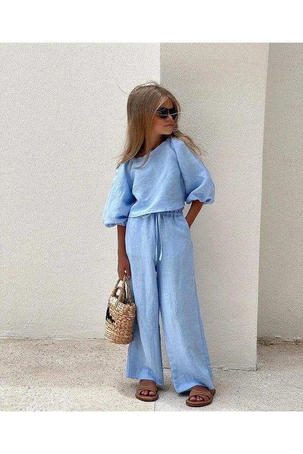 Compleu 2 piese baby blue pentru fete Mirabelle