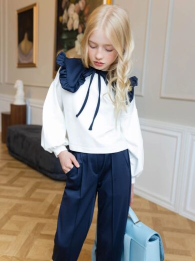 Costum elegant 3 piese bleumarin pentru fete Lorenne