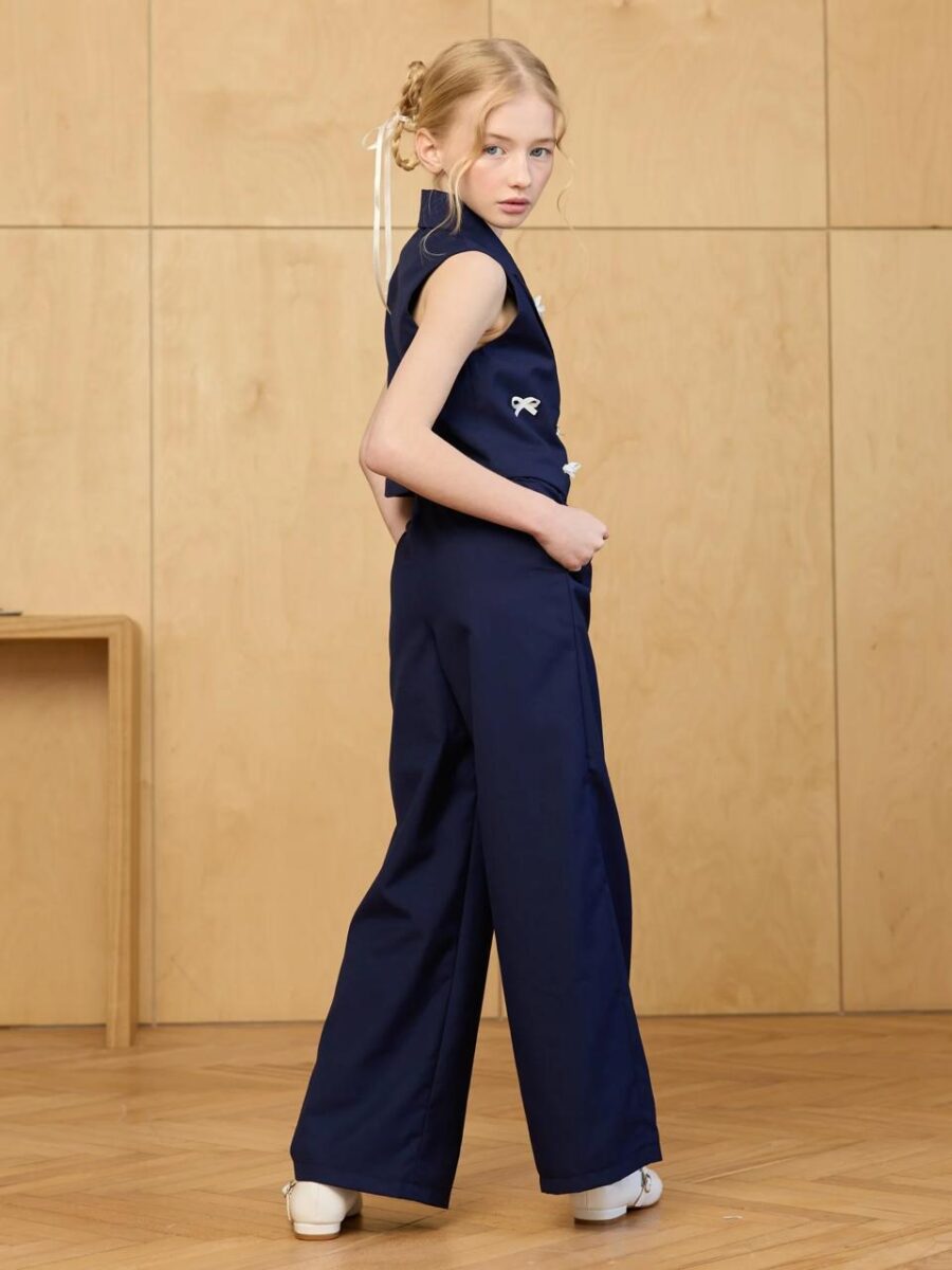 Costum elegant 2 piese bleumarin pentru fete Gabrielle