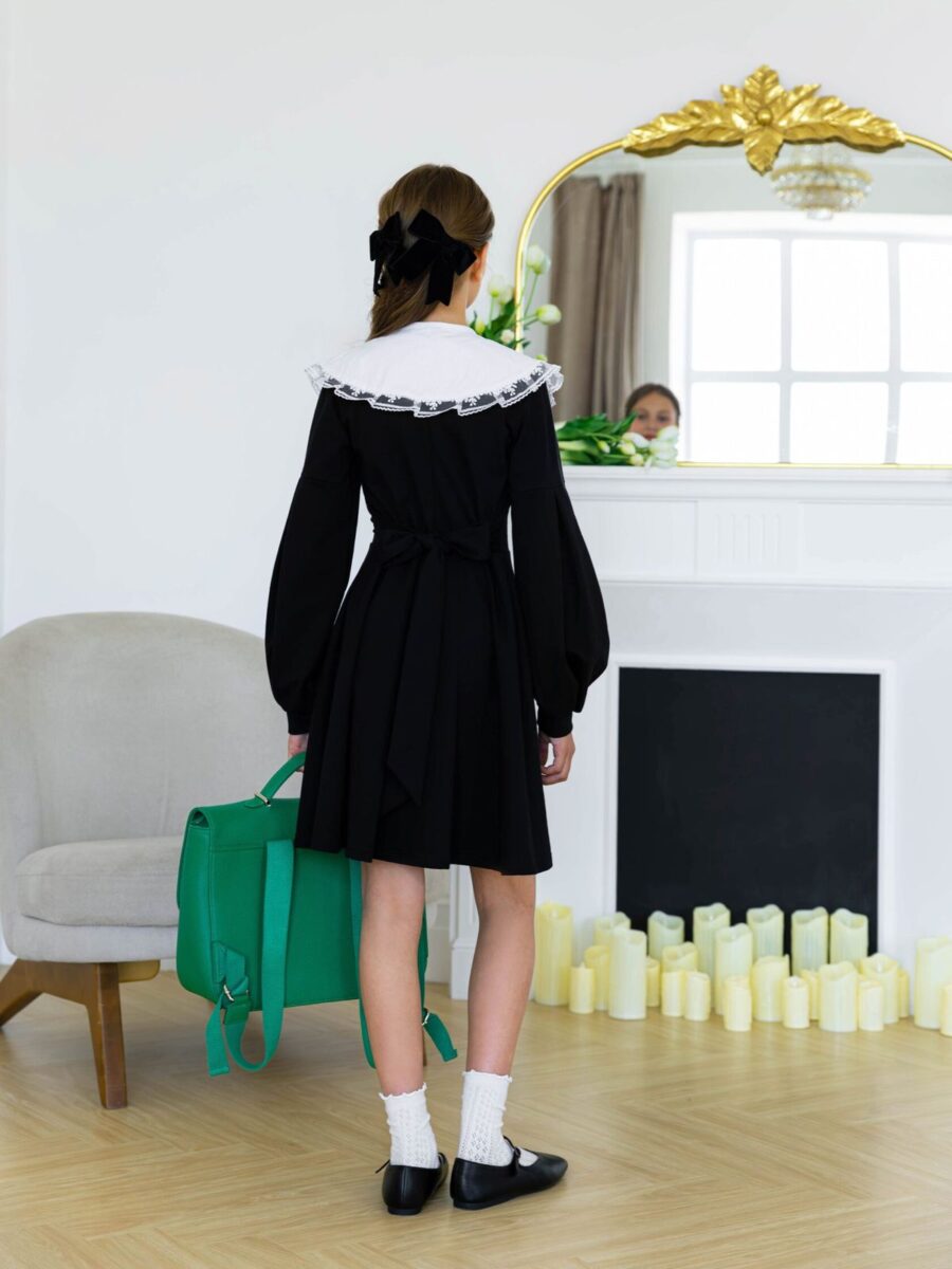 Rochie neagra cu guler detasabil pentru fete Margie