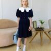 Rochie bleumarin cu guler detasabil pentru fete Lisette