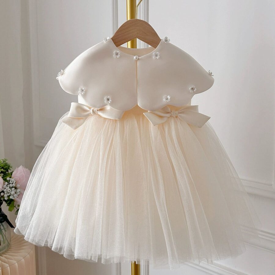 Rochie eleganta de botez cu capa detasabila pentru fetite Elisabeth