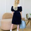 Rochie bleumarin cu guler detasabil pentru fete Lisette