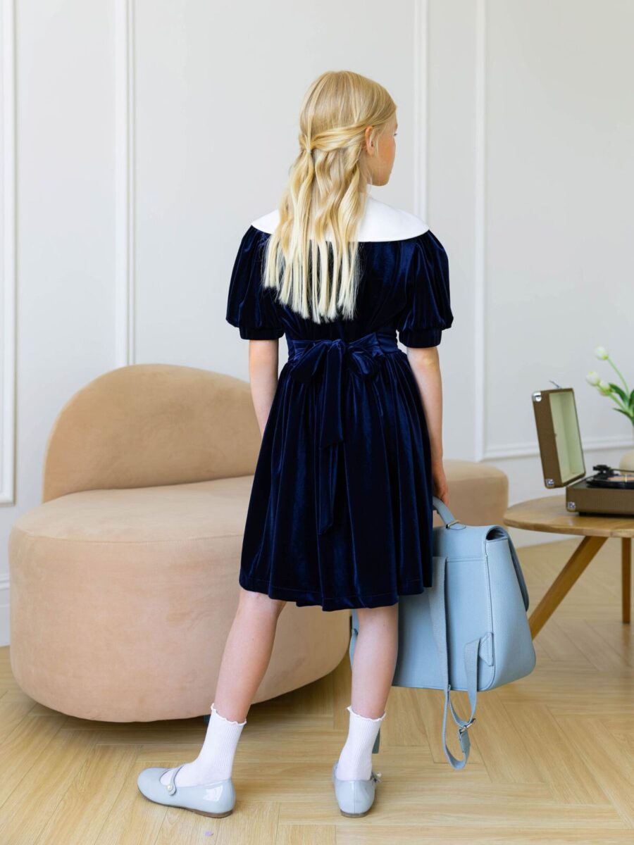 Rochie bleumarin cu guler detasabil pentru fete Lisette