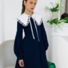 Rochie bleumarin cu guler detasabil pentru fete Margie
