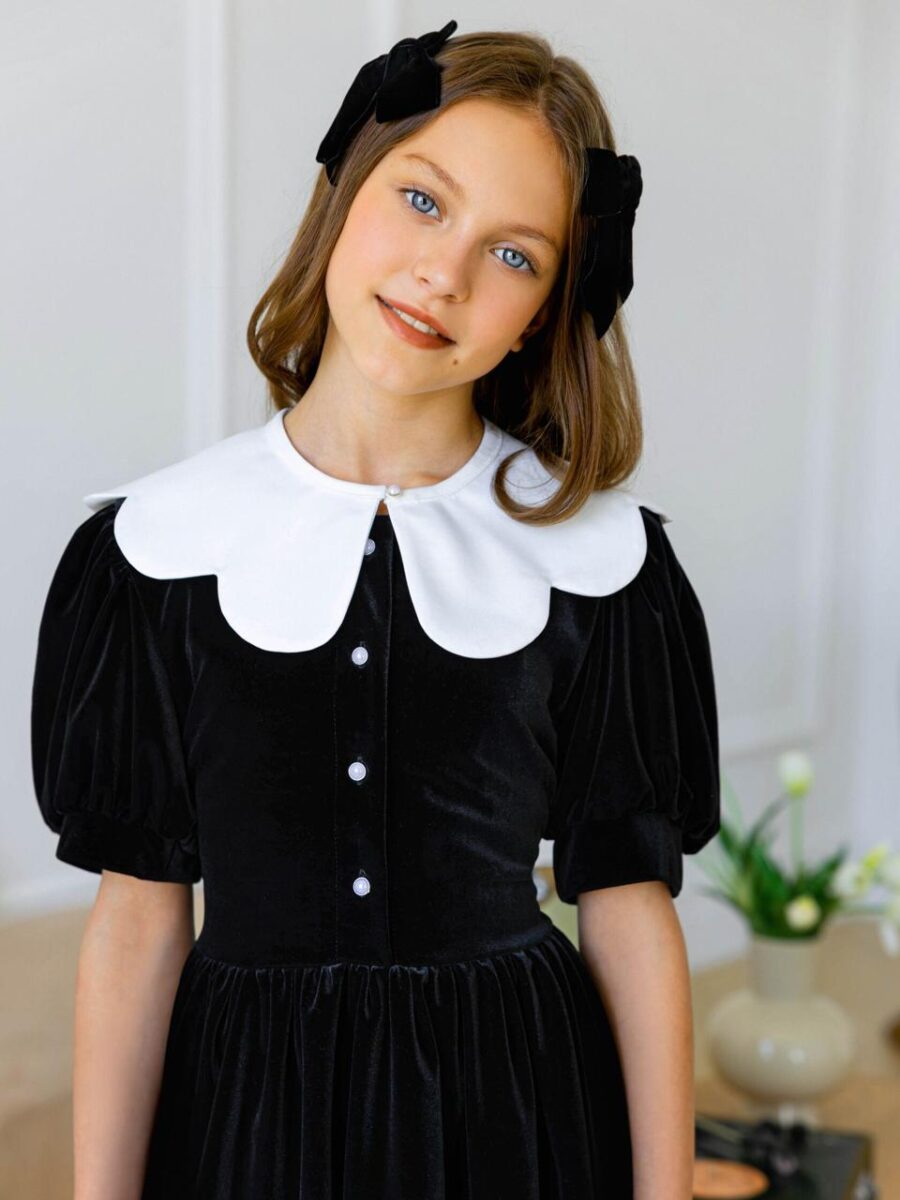 Rochie neagra cu guler detasabil pentru fete Lisette