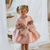 Rochie roz cu fundita cu glitter pentru fetite Emyline