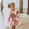 Rochie roz cu fundita cu glitter pentru fetite Emyline