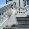 Rochie eleganta cu funda si trena pentru fete Bertha