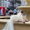 Rochie eleganta cu funda si trena pentru fete Bertha