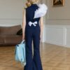 Costum elegant 2 piese bleumarin pentru fete Lysiane
