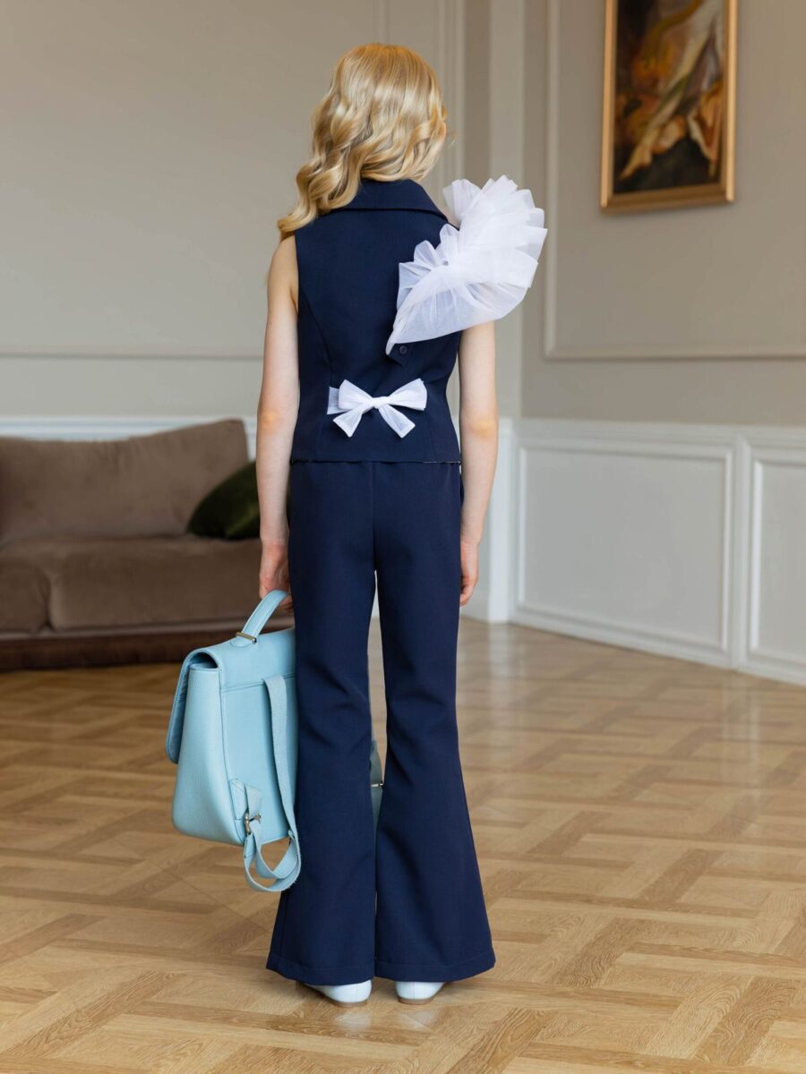 Costum elegant 2 piese bleumarin pentru fete Lysiane