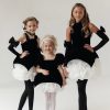 Rochie eleganta pentru fete din catifea neagra cu manusi cu funda Opheline