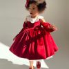 Rochie eleganta rosie cu manusi pentru fete Zelina