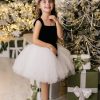 Rochie eleganta din catifea neagra si tull alb pentru fete Lilith
