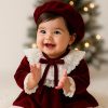 Rochie eleganta pentru fete din catifea burgundy cu dantela Adalia
