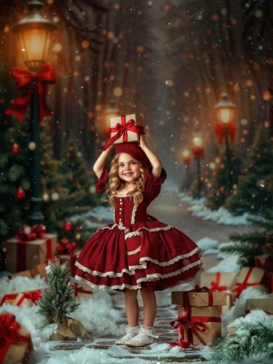 Rochie eleganta rosie cu dantela pentru fete Erika