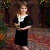 Rochie eleganta pentru fete din catifea cu dantela neagra Aurelie