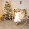 Rochie eleganta pentru fete din catifea ivoire Mira