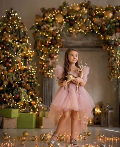 Rochie eleganta roz prafuit pentru fete Cataleya