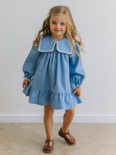 Rochie bleu cu guleras pentru fete Anielle