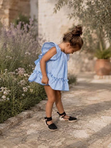 Rochie carouri bleu cu funda pentru fete Meline