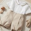 Costum beige din 2 piese pentru baietei Casian