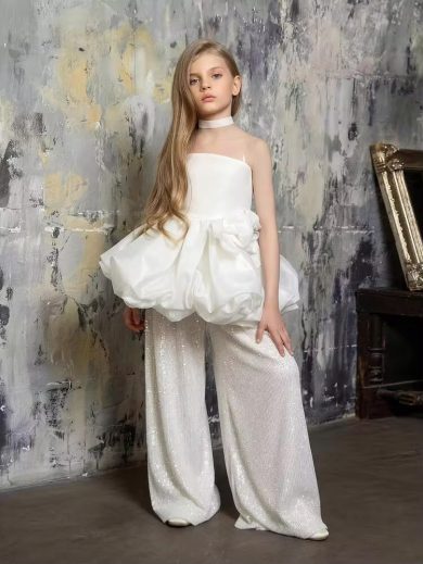 Costum elegant 2 piese ivoire pentru fete Georgine