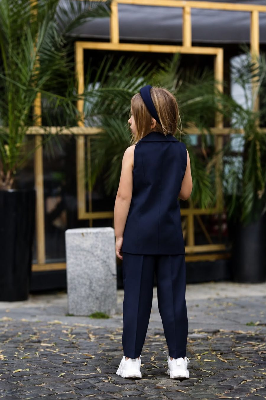 Costum stofa bleumarin pentru fete Mon Bébé x Cataleya
